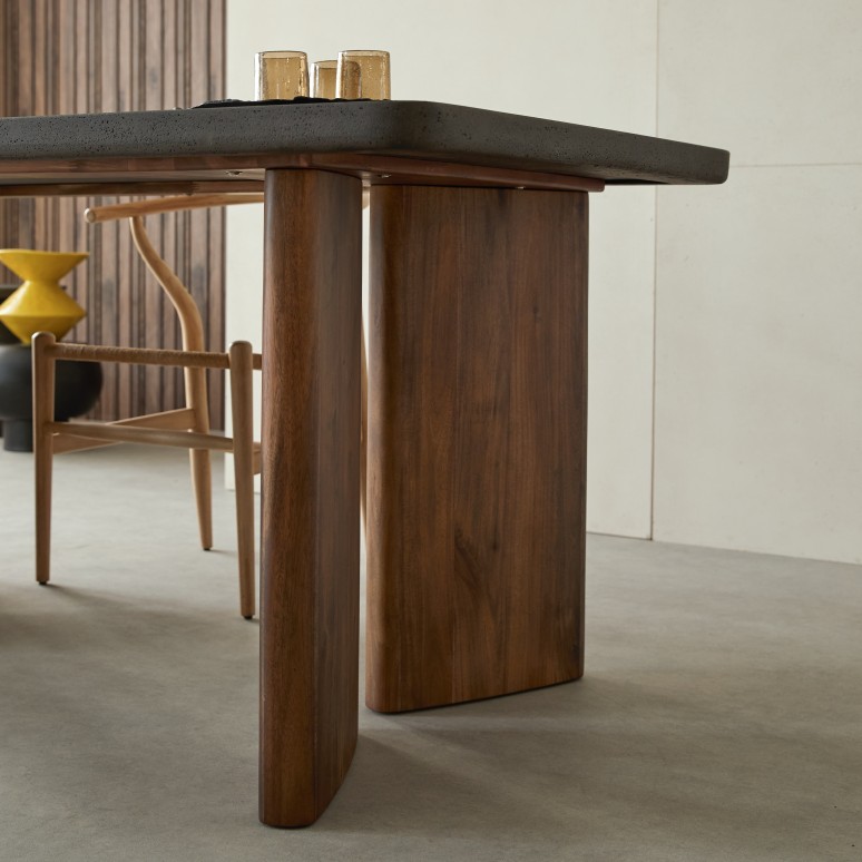 Sergio - Table en acacia massif et ciment dark grey 6/8 pers.