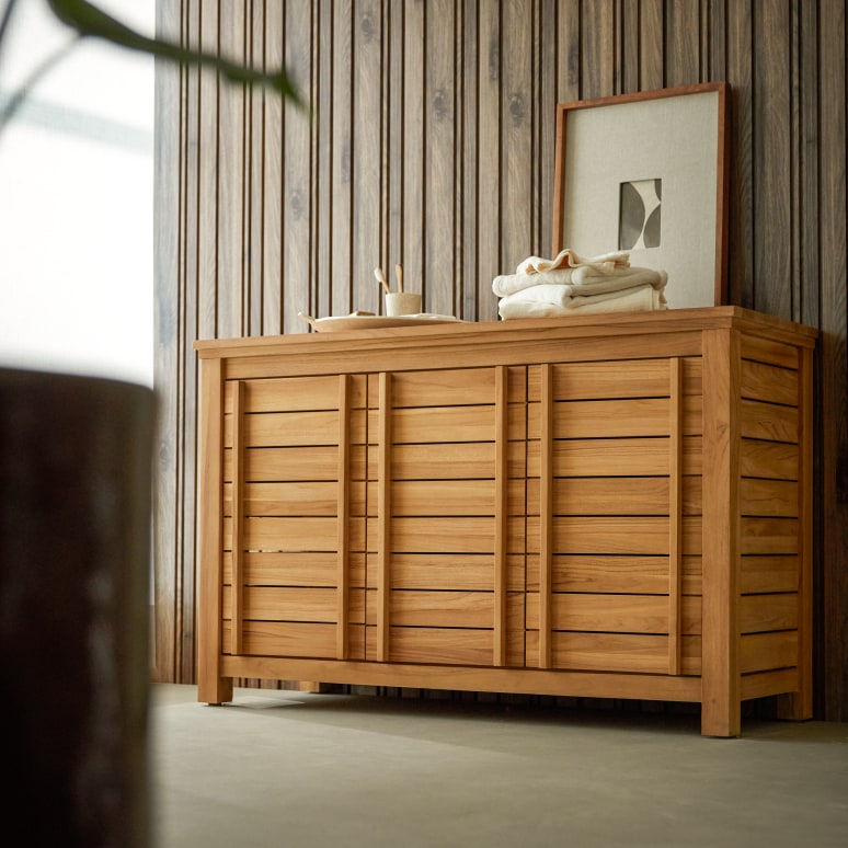 Rose - Mobile contenitore in teak massello, 125 cm