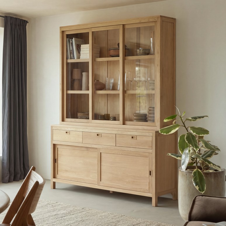 Heidi - Geschirrschrank aus massivem Eichenholz 160 cm