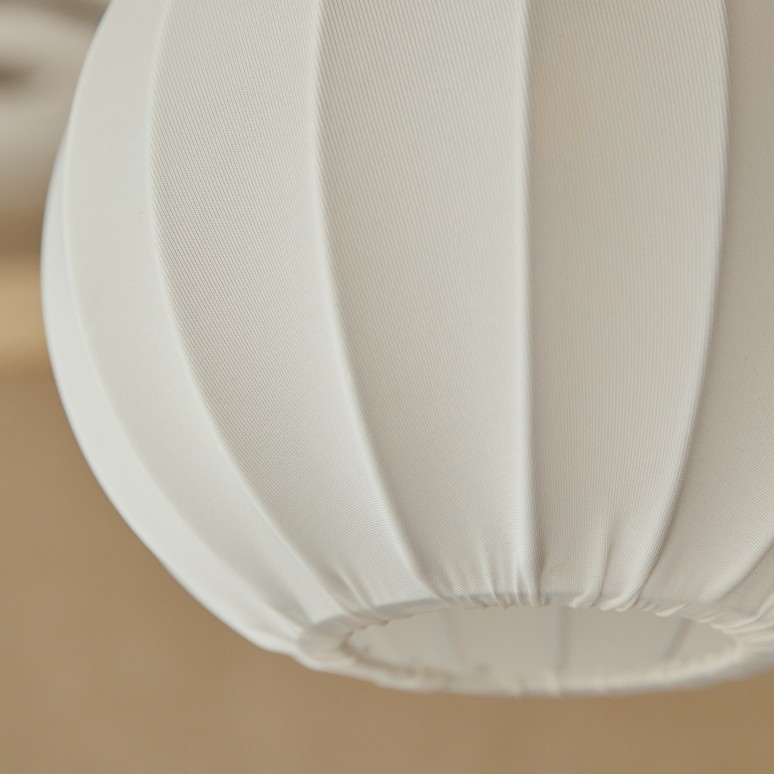 Drops - Lampen van witte stof en eikenhout 23 cm