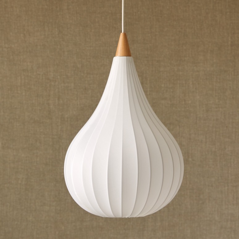 Drops - Iluminación de tejido blanco y roble 38 cm
