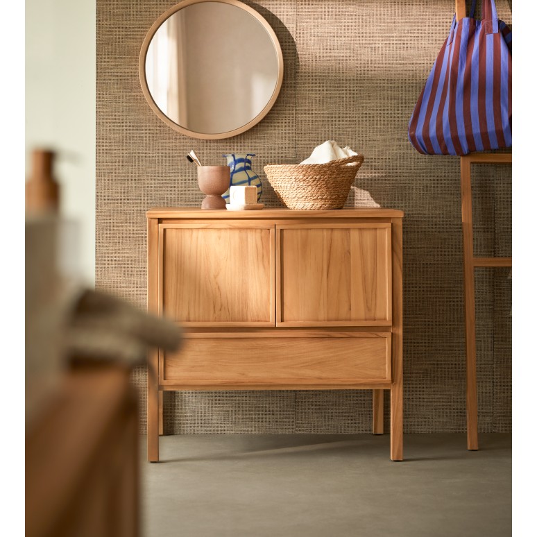 Jane - Mueble de almacenamiento de teca maciza 80 cm