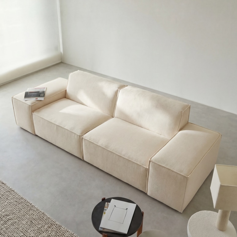 Dario - Divano modulabile in tessuto beige 2 posti