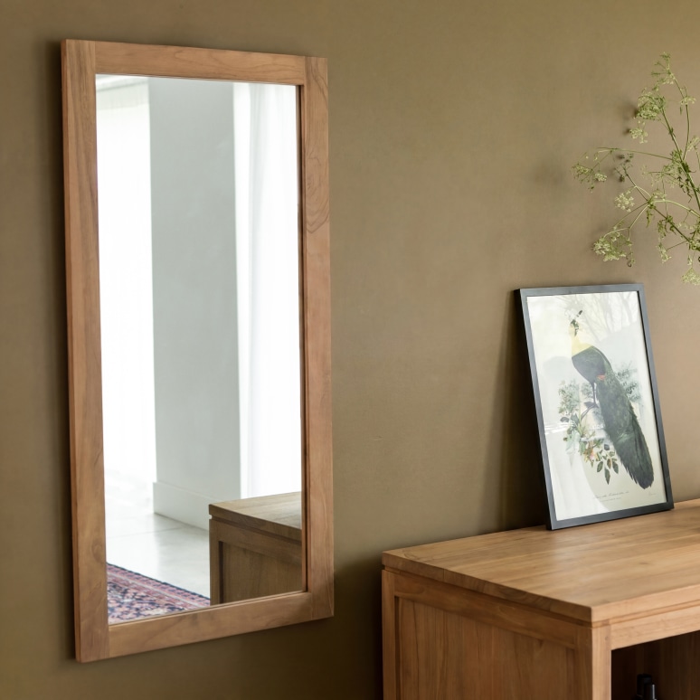 Bahya - Hallway mirror in teak 100x50 cm