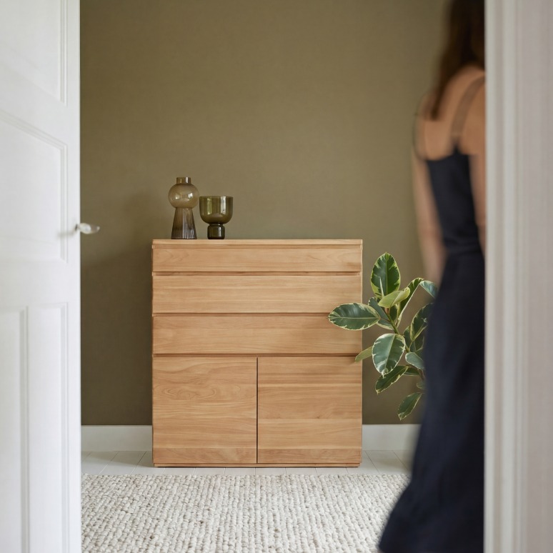 Nino - Dressoir voor de hal van massief teak 110 cm