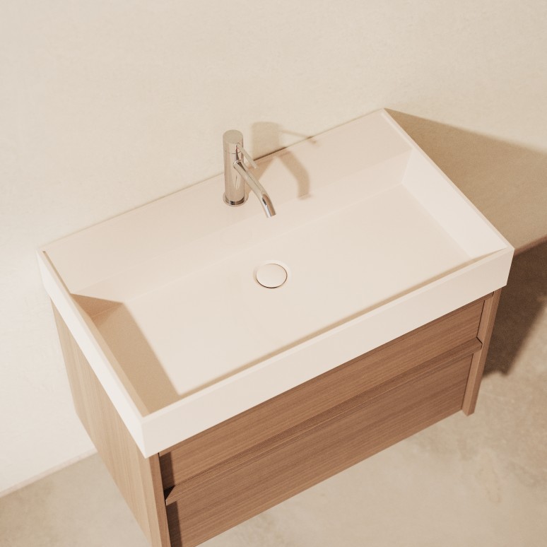 Margot - Badkamermeubel van massief hevea en terrazzo 80 cm