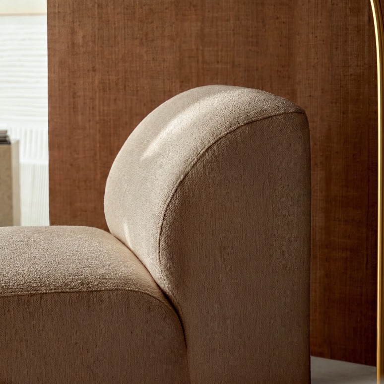 Vénus - Chauffeuse modulable en tissu taupe, petit modèle