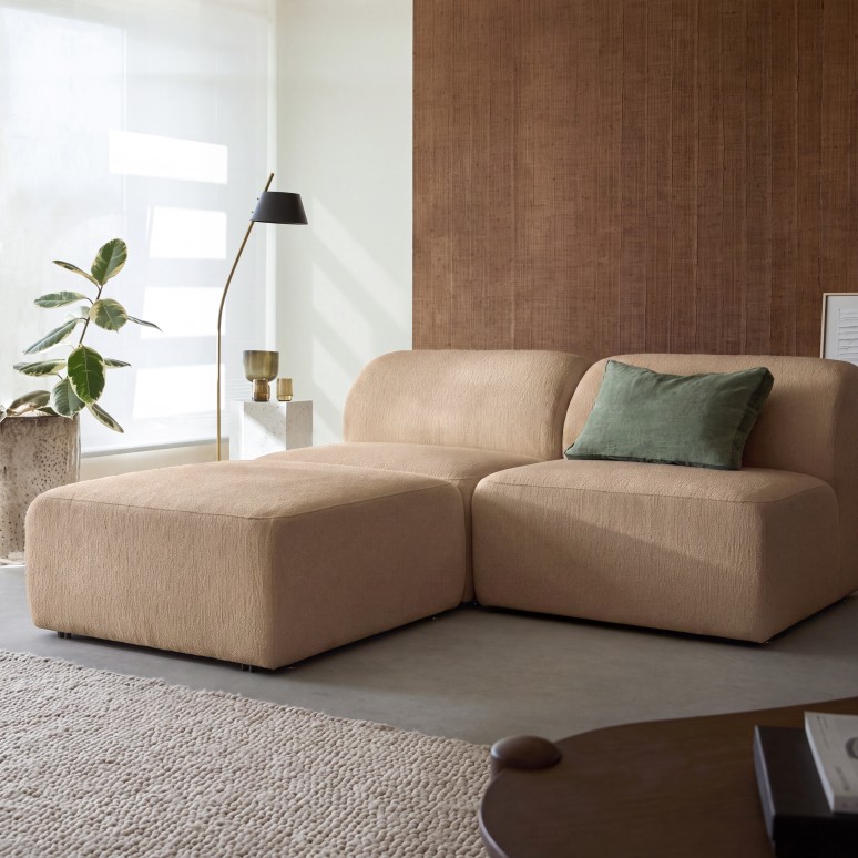 Vénus - Sitzbank aus Stoff in Taupe, 3 Plätze