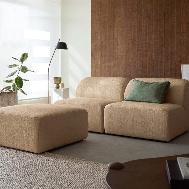Vénus - Sitzbank aus Stoff in Taupe, 3 Plätze