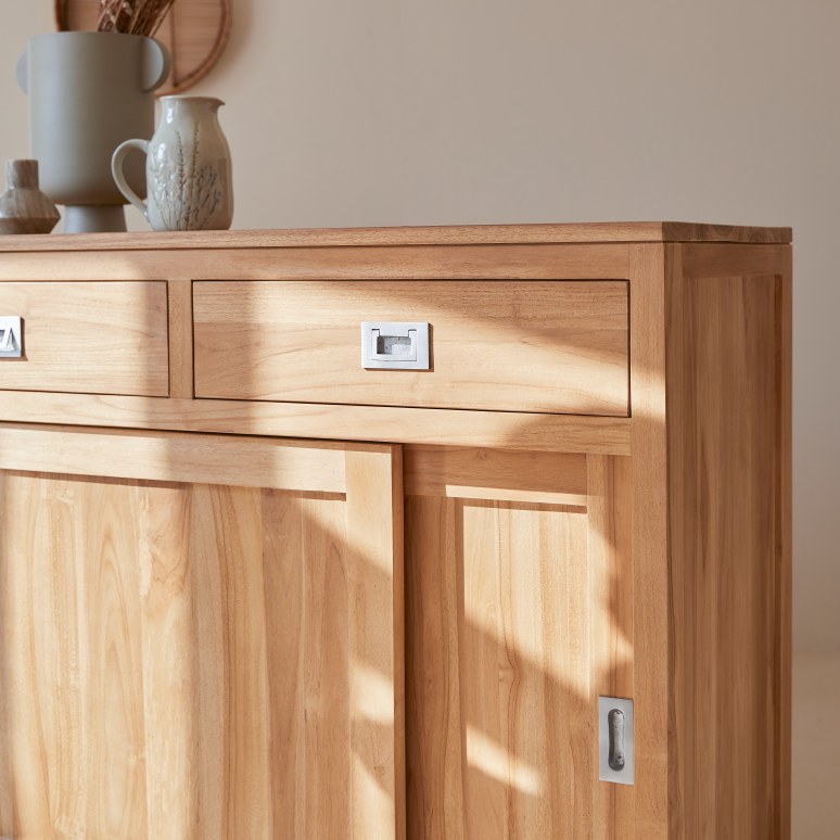 Coffee Tek - Aparador de teca maciza de 180 cm