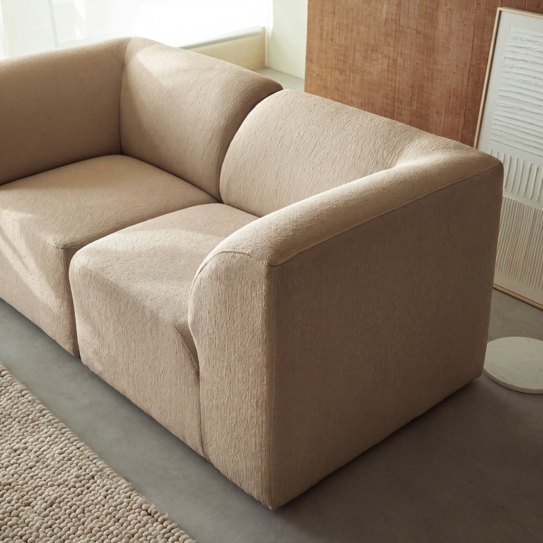 Vénus - Sofa aus Stoff in Taupe mit Armlehnen, 2-Sitzer
