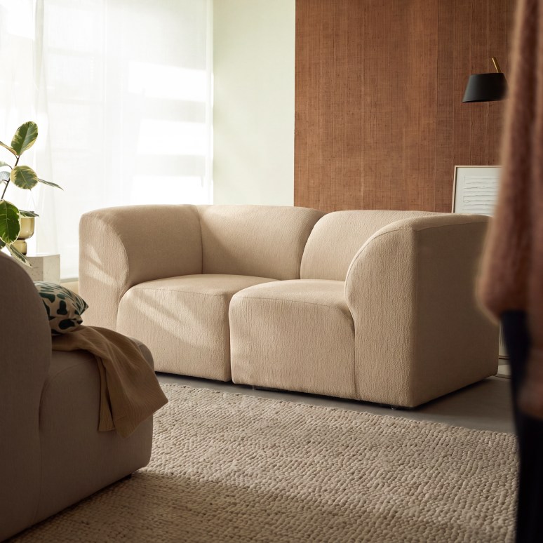 Vénus - Sofa aus Stoff in Taupe mit Armlehnen, 2-Sitzer
