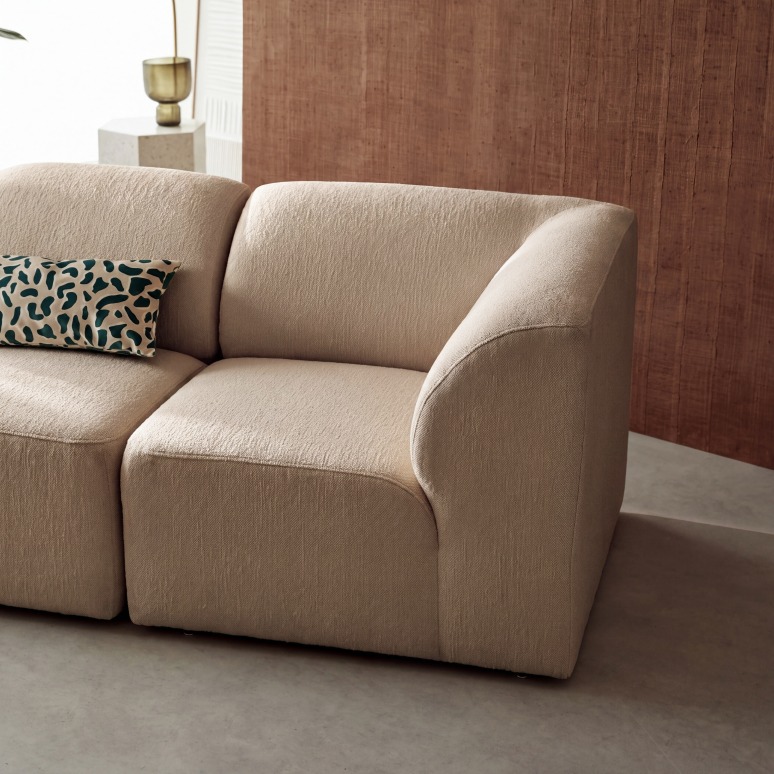 Vénus - Sofa aus Stoff in Taupe mit Armlehnen, 2-Sitzer