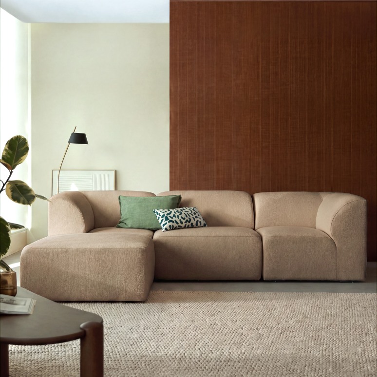 Vénus - Sofa aus taupefarbenem Stoff, 4-5 Sitzplätze