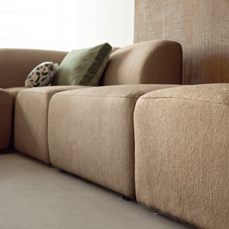 Vénus - Sofa aus taupefarbenem Stoff, 5-6 Plätze
