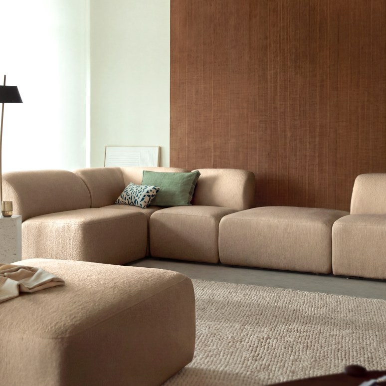 Vénus - Sofa aus taupefarbenem Stoff, 5-6 Plätze