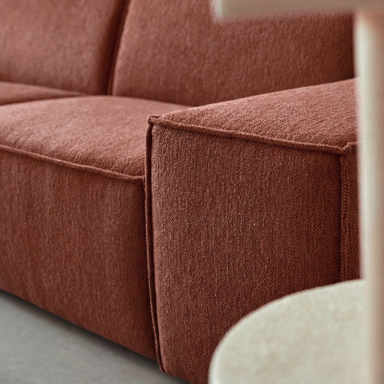 Dario - Sofa aus Mahagonistoff, 2-Sitzer, modulare Armlehnen