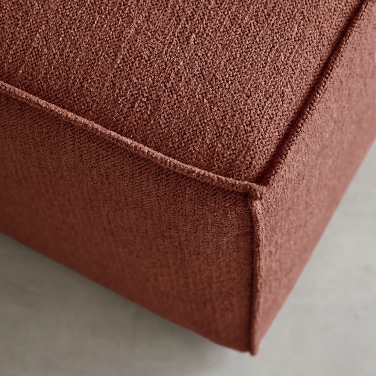 Dario - Modulaire tweezitsbank in acaciahoutkleurige stof met armleuningen