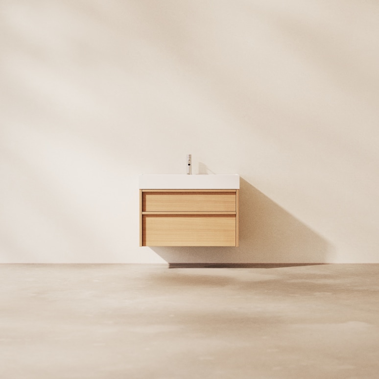 Margot - Mueble de baño de roble macizo y hormigón 80 cm