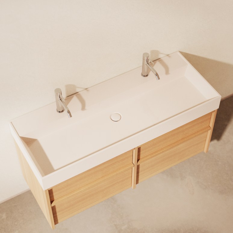 Margot - Mueble de baño de roble macizo y hormigón 120 cm