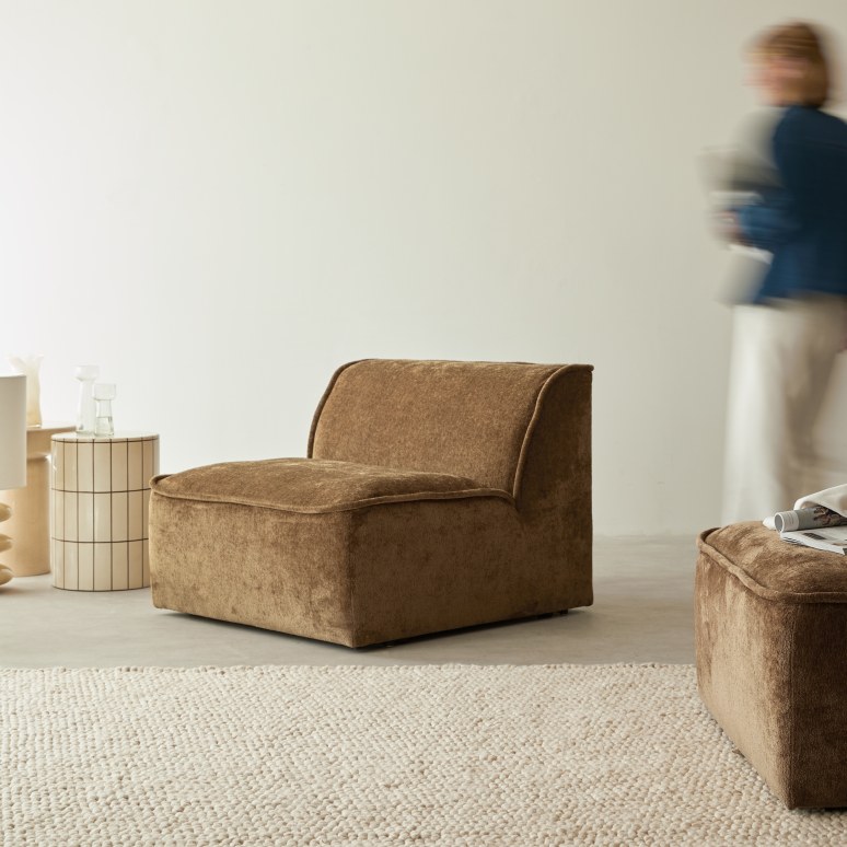 Quinto - Sessel aus camel-farbenem Stoff