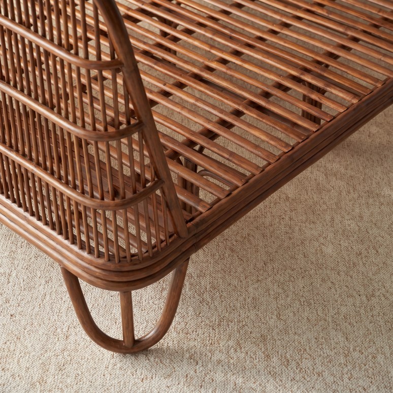 Simone - Bett aus dunklem Rattan mit Lattenrost 160 x 200 cm
