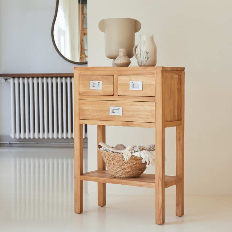 Coffee Tek - Hallway console table in solid teak D. 30 cm
