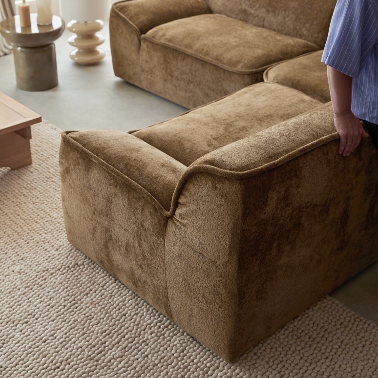 Quinto - Modulaire stoffen hoekbank camel 4-zits