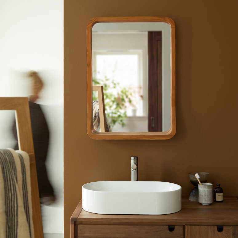 Maud - Bathroom mirror in mindi wood 70 x 51 cm