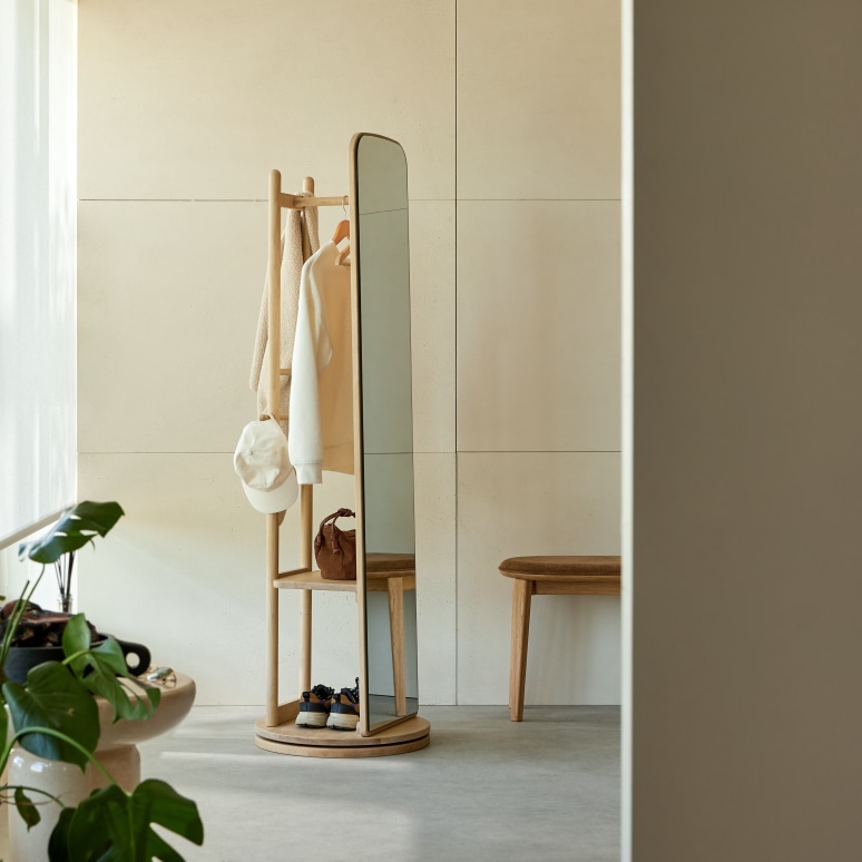 Valerio - Mirror in solid oak, pivoting cheval glass