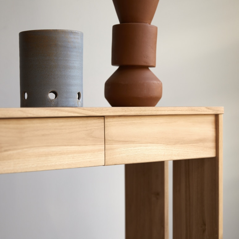 Eden - Console d'entrée en teck massif P. 35 cm