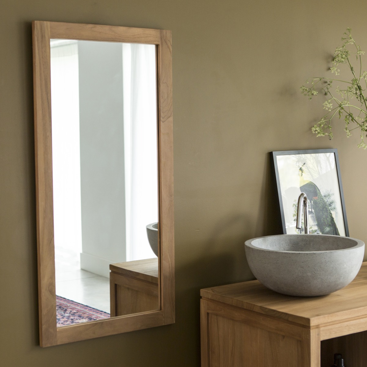 Miroir en bois de Teck Bahya Duo 100x50 FSC® - Tikamoon