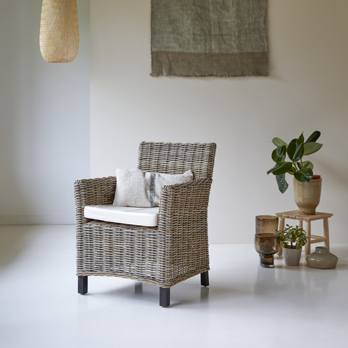 Fauteuil en fibre naturelle Kubu Square, 1 place Tikamoon