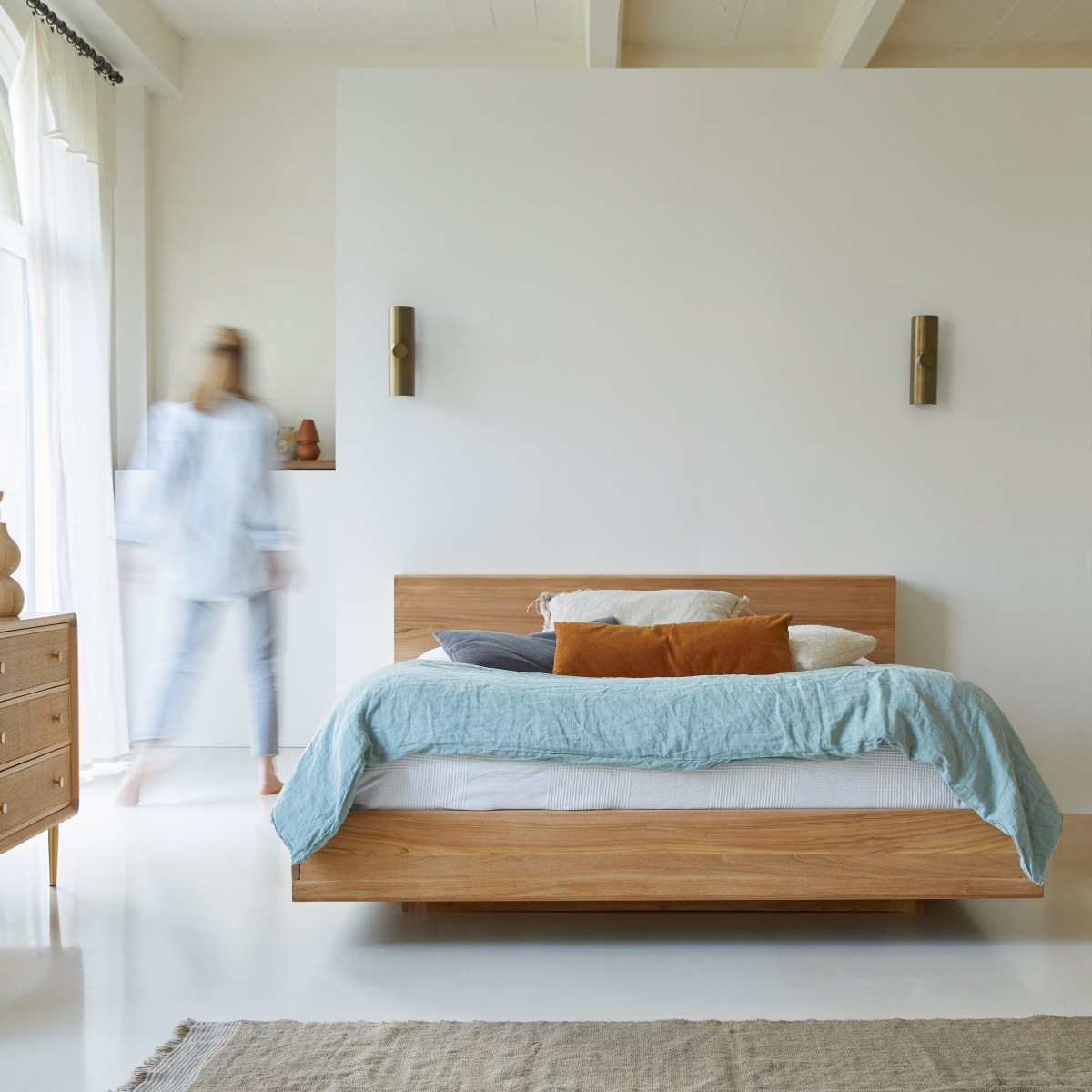 Flat - Bed in massief teak 160 x 200 cm