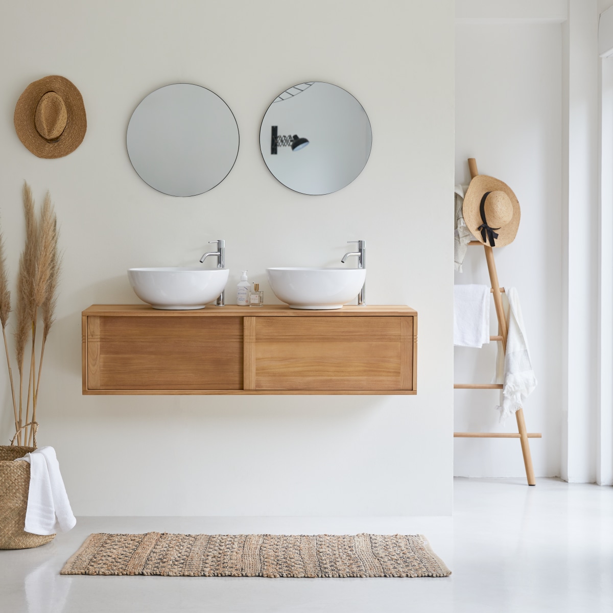 Meuble Salle de bain bois de Teck 140 Basic FSC® - Tikamoon