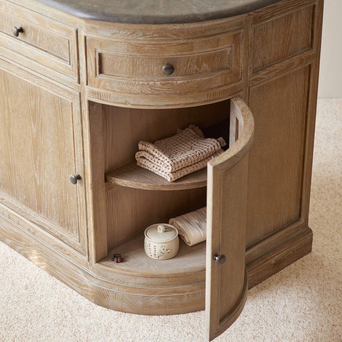 Louise - Mueble de baño de roble y piedra de 110 cm