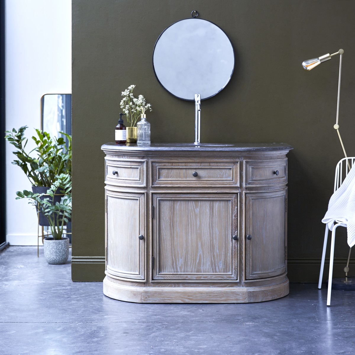 Meuble en bois de chêne avec simple vasque 110 Louise FSC - Tikamoon