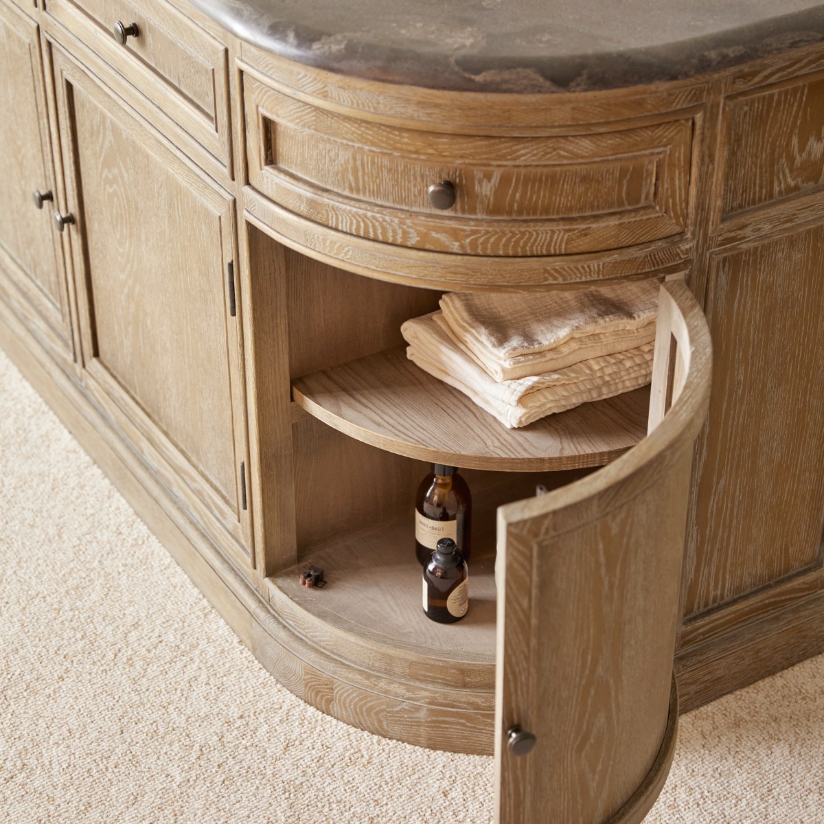 Louise - Mueble de baño de roble y piedra de 180 cm