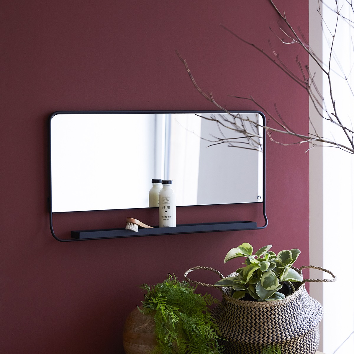 Miroir Mural 80x40 Cm Encadré – Pin Noir, Verre Véritable, Fabriqué Sur Mesure En Allemagne