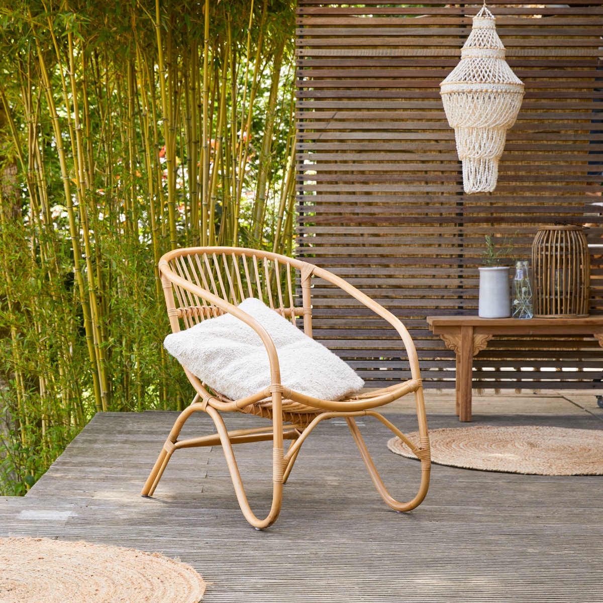 Chaise de jardin en tige de rotin Mutine naturel Tikamoon