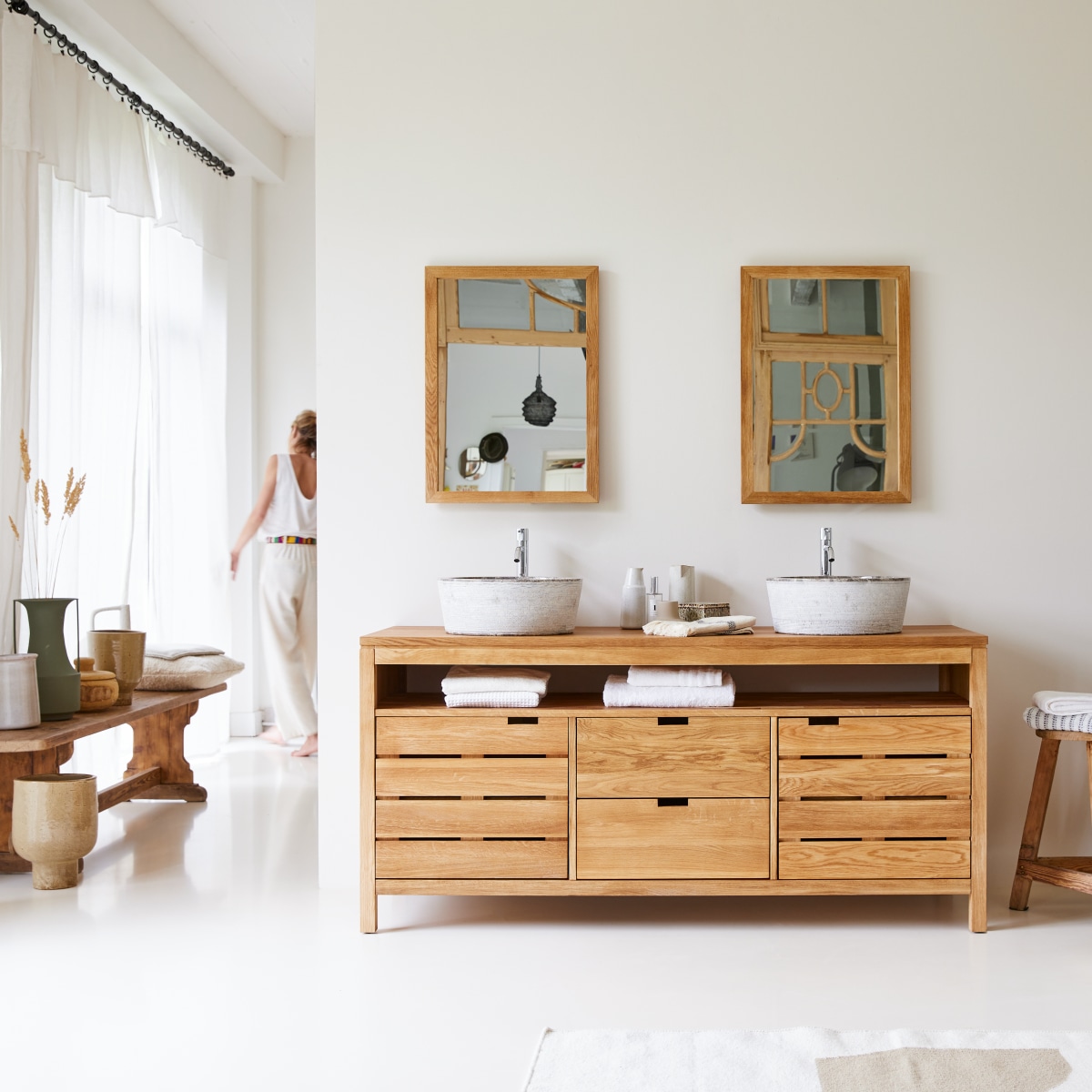 Meuble Salle de bain en chêne massif 165 Serena FSC® - Tikamoon
