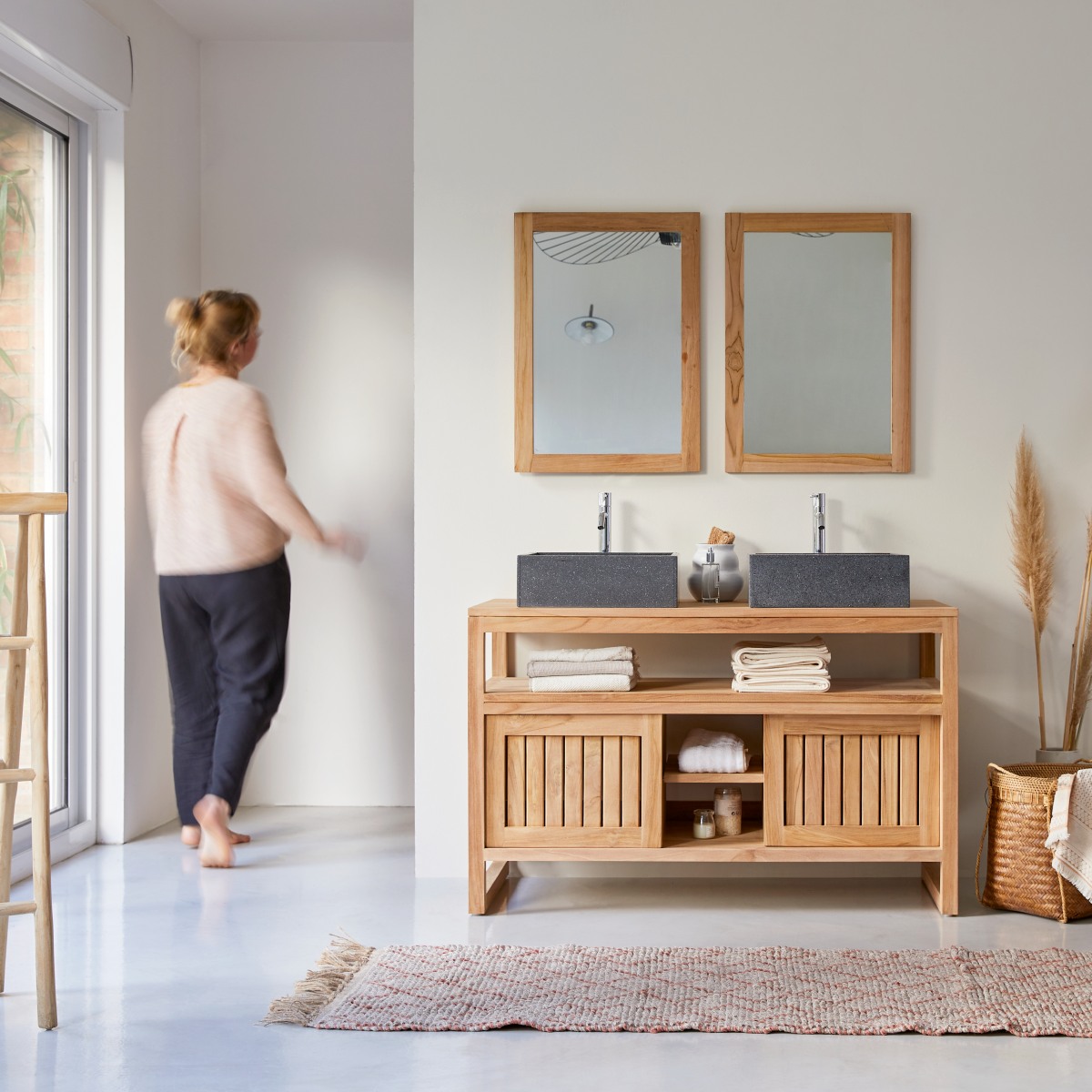 Colonial Teak bathroom furniture - Colonial Duo washstand - Tikamoon