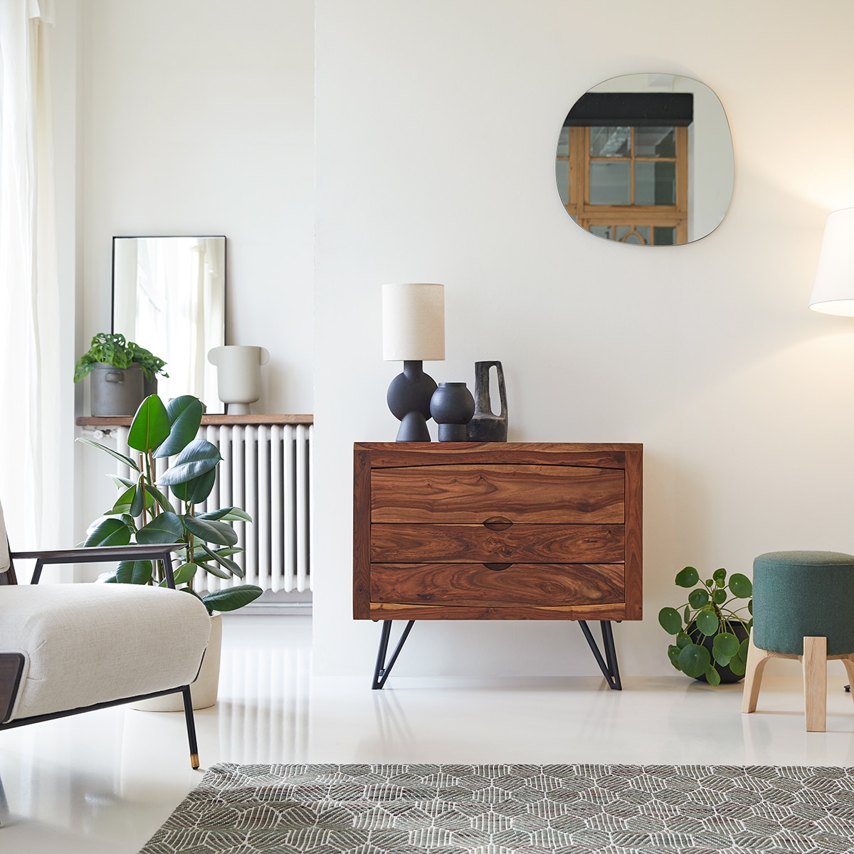 Commode en bois de sheesham 3 tiroirs Bonnie Tikamoon