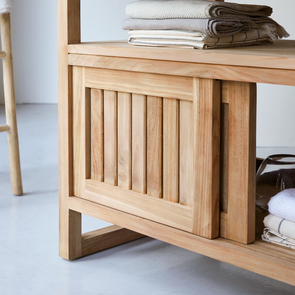 Colonial - Mueble para lavabo de teca maciza de 90 cm