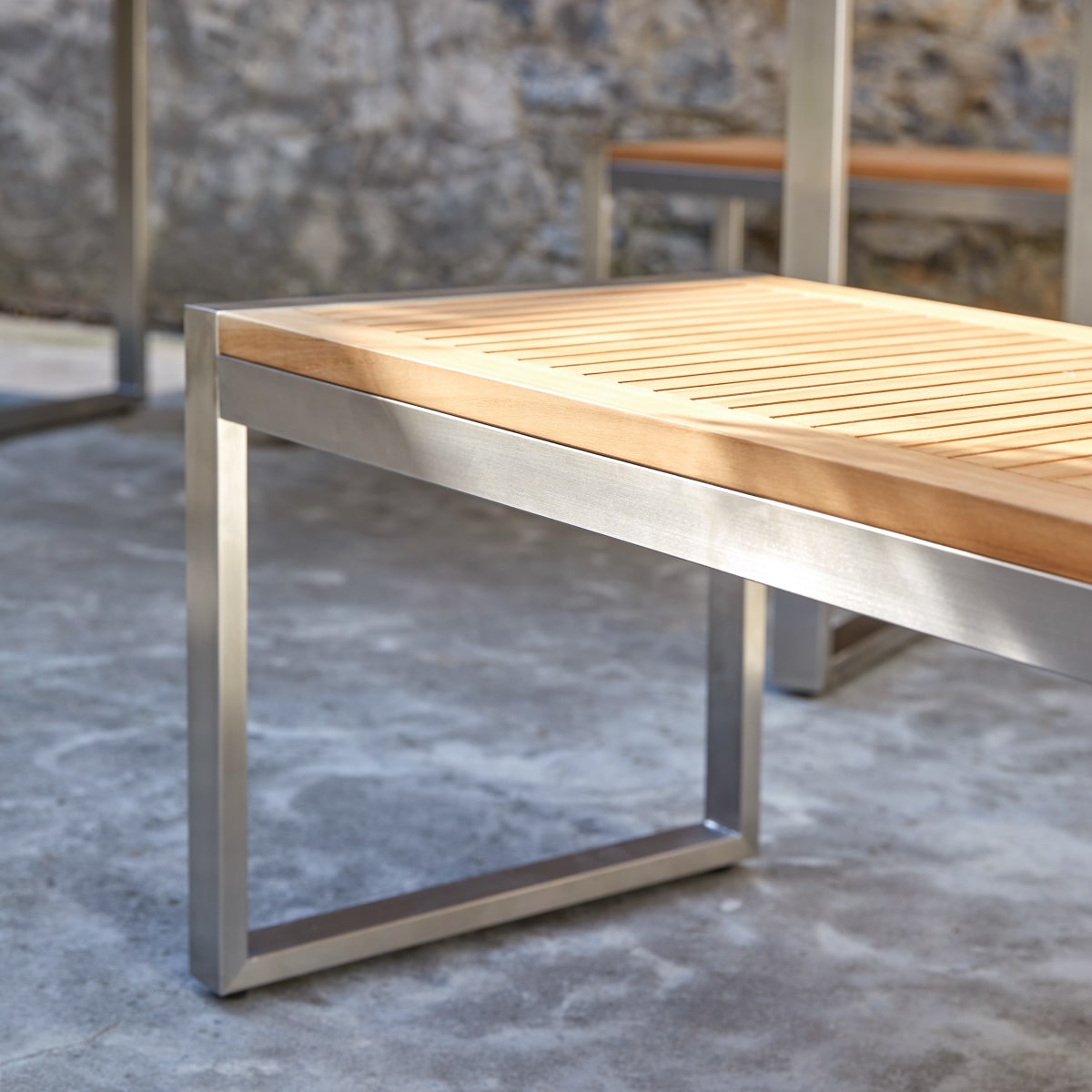 Arno - Solid teak and stainless steel garden Bench