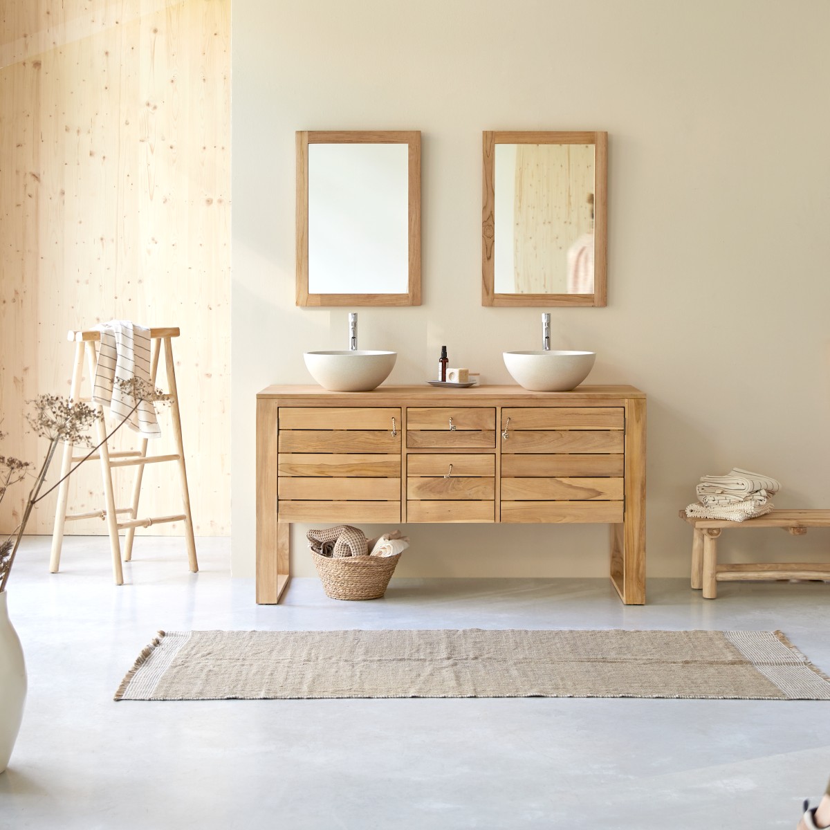 Minimalys - Mueble bajo lavabo en teca maciza Minimays 145 cm