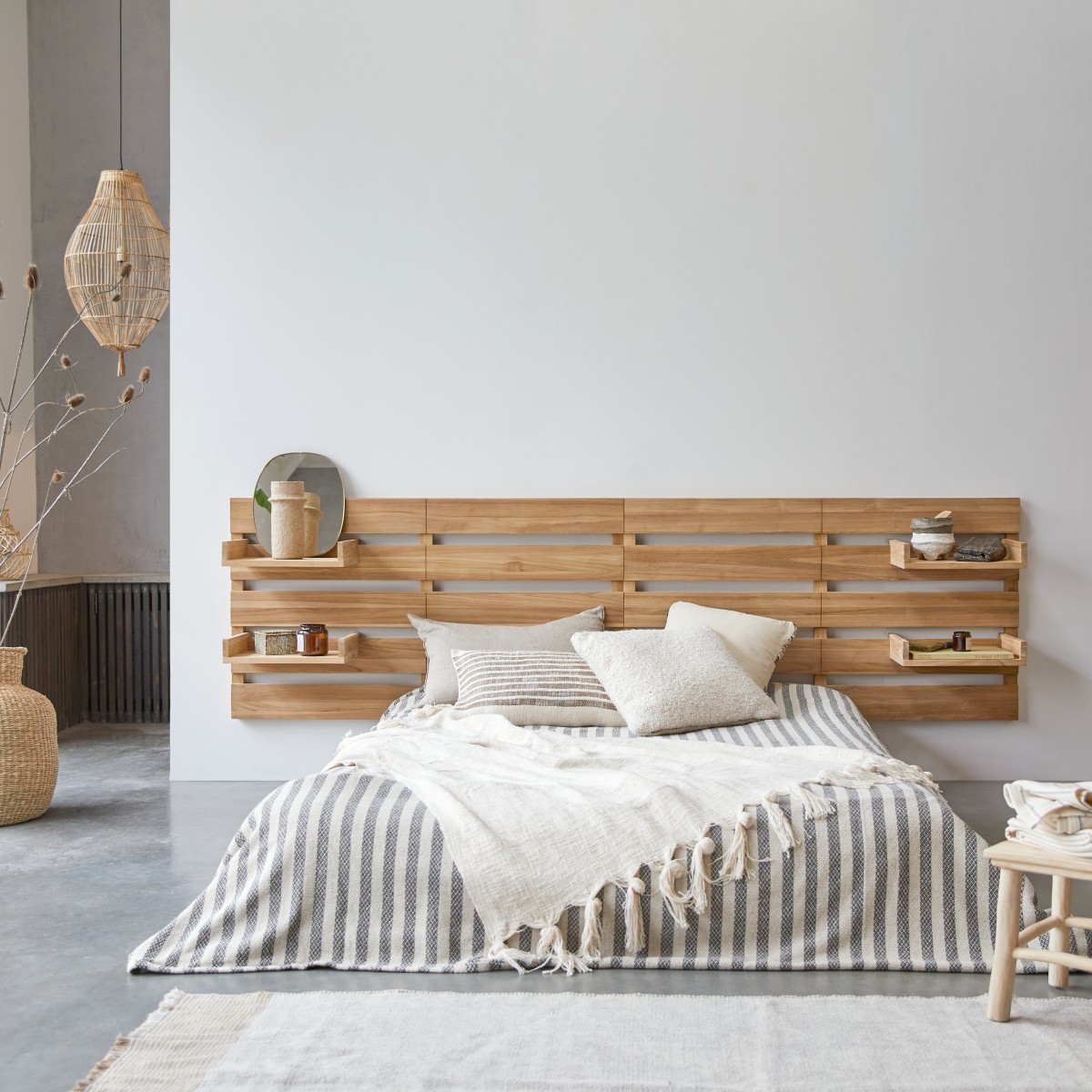Tête de lit avec étagères en bois de teck 270 Urbain FSC® - Tikamoon