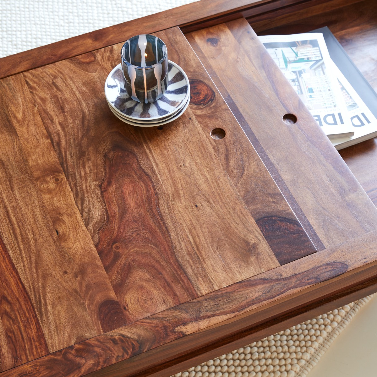 Solid sheesham Coffee Table with storage Living room Coffee Tables Tikamoon