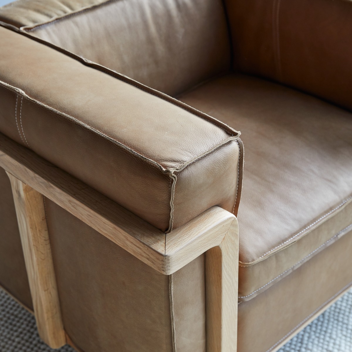 Cobbelwood - Solid Oak and Leather Cheyenne Armchair
