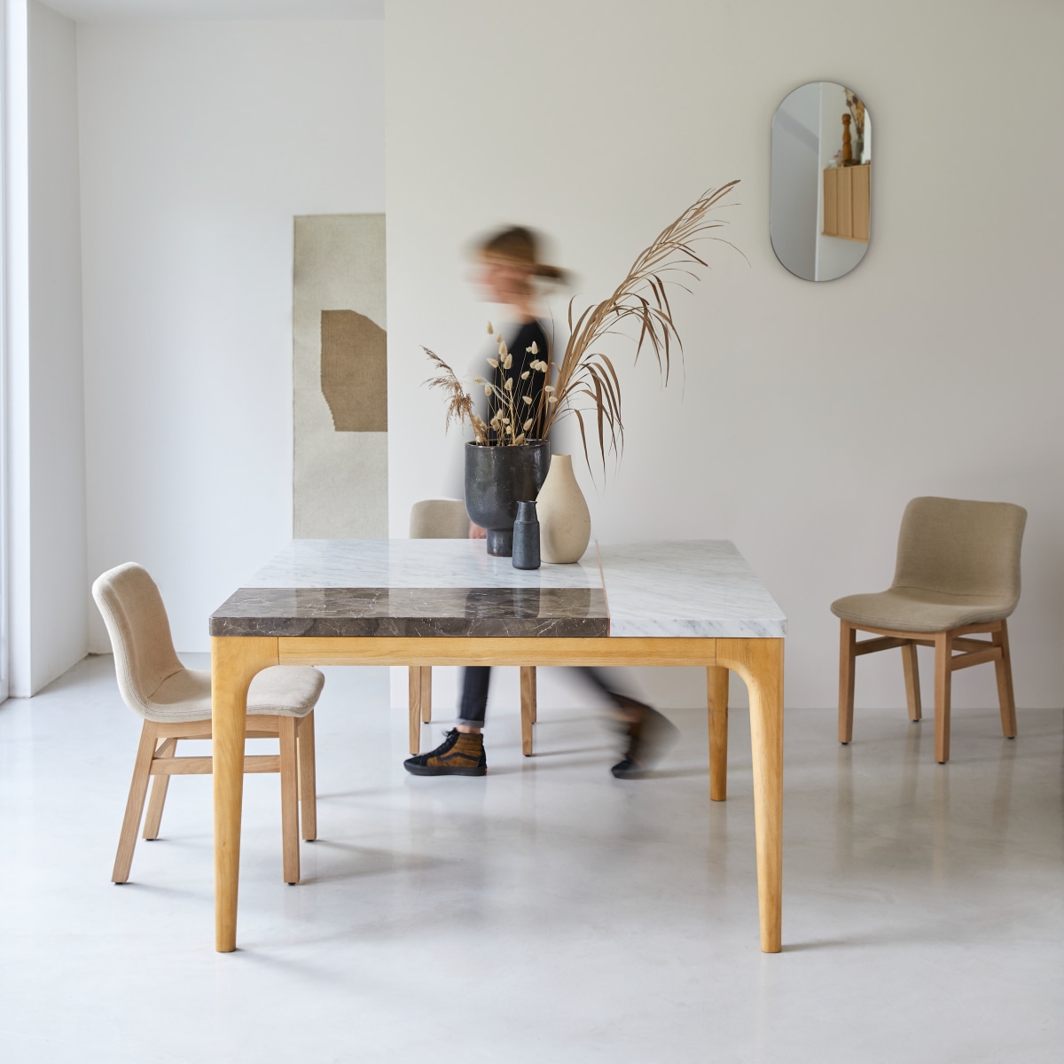 Table Stonepiet en bois de chêne et marbre 131 Tikamoon